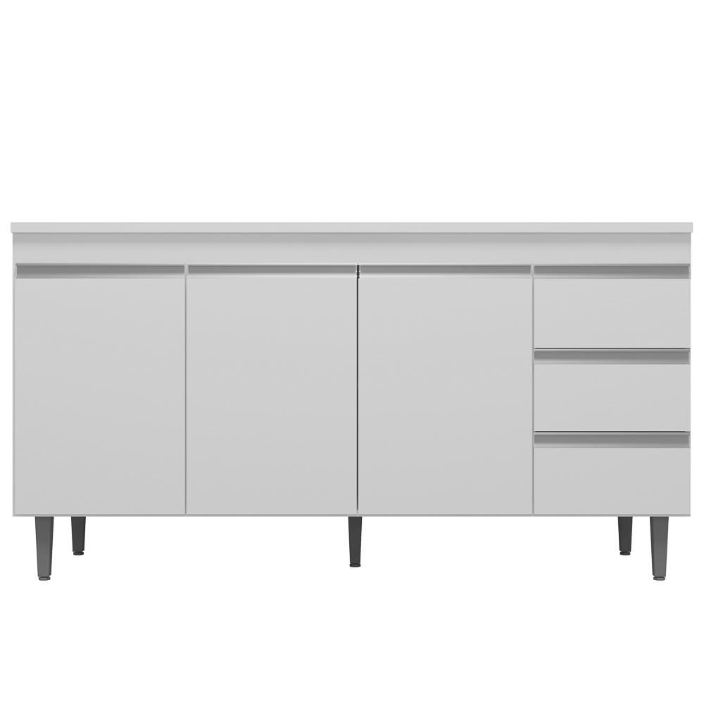 Balcão Gabinete Para Pia 150cm sem Tampo 3 Portas 3 Gavetas Andréia Branco - AJL Móveis - Home & Living