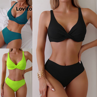 Lovito Conjunto De Biquíni Sexy Com Nó Simples Para Mulheres LNL43181