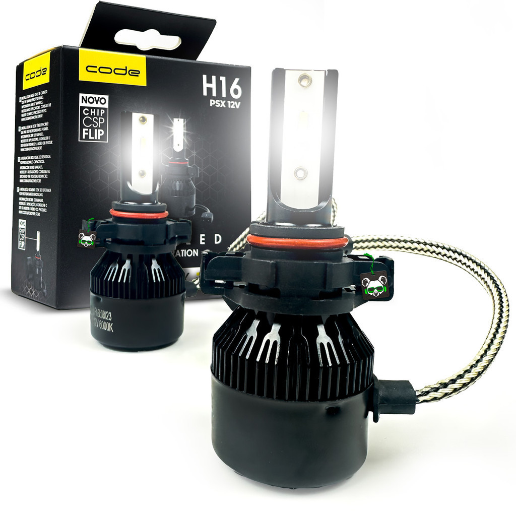 Kit Par Lâmpada Automotiva Super Led New CSP Flip 3200 Lúmens  6000K Encaixe H16 Code em Oferta na Shopee