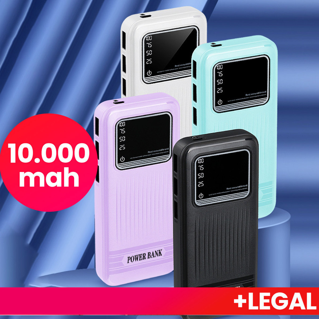 Carregador Portátil 10000Mah Turbo Power Bank Com Tela Lcd 100% Original Universal