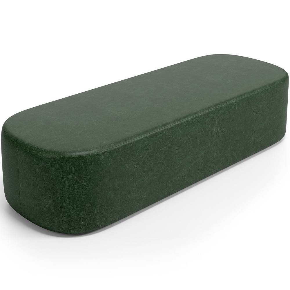 Puff Decorativo Orgânico Para Living Quarto 140cm Doha W01 Couríssimo Verde Musgo - Lyam Decor - Home & Living