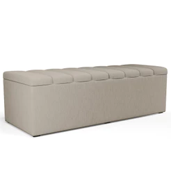 Calçadeira Recamier Baú Para Cama De Casal King Dália 195x50 cm W01 Linho Bege - Lyam