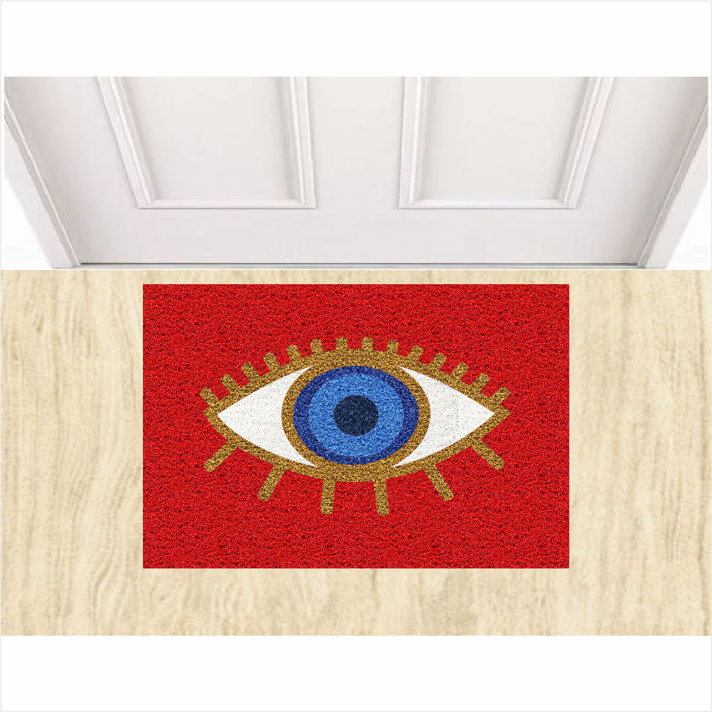 Tapete Capacho Divertido Olho Grego Proteção 60X40 cm Portas