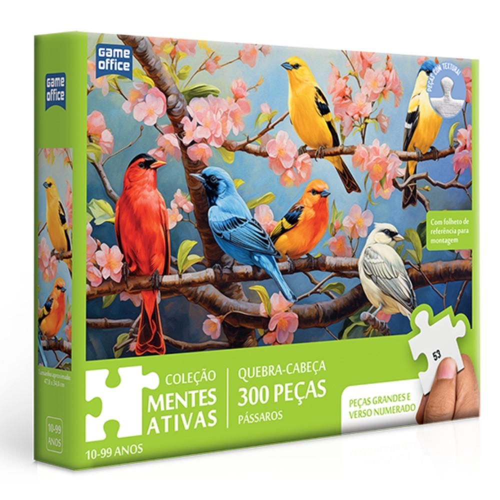 QUEBRA CABEÇA PÁSSAROS NA CEREJEIRA 300 PEÇAS TOYSTER PUZZLE ANIMAIS FLORES DIDÁTICO MENTES ATIVAS em Oferta na Shopee