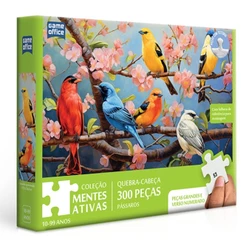 QUEBRA CABEÇA PÁSSAROS NA CEREJEIRA 300 PEÇAS TOYSTER PUZZLE ANIMAIS FLORES DIDÁTICO MENTES ATIVAS