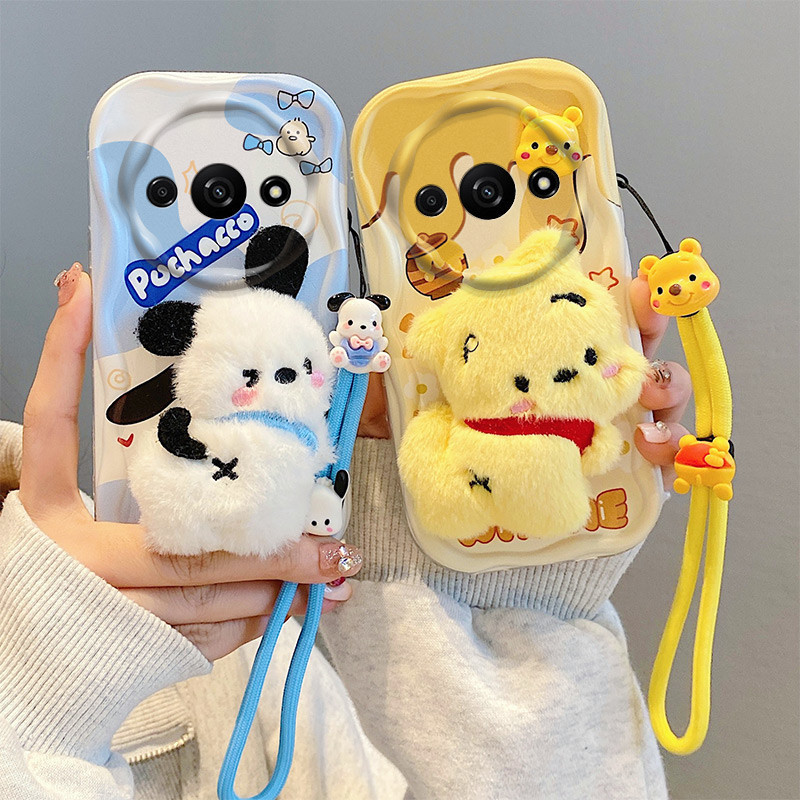 Capa de Pelúcia para Boneca xiaomi Redmi A3 Capa para Celular 4G Influenciador Novo Estilo Tendência Resistente a Choque Capa Protetora