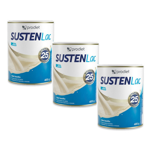 Kit 3un Sustenlac 400g Sabor Baunilha Complemento Prodiet