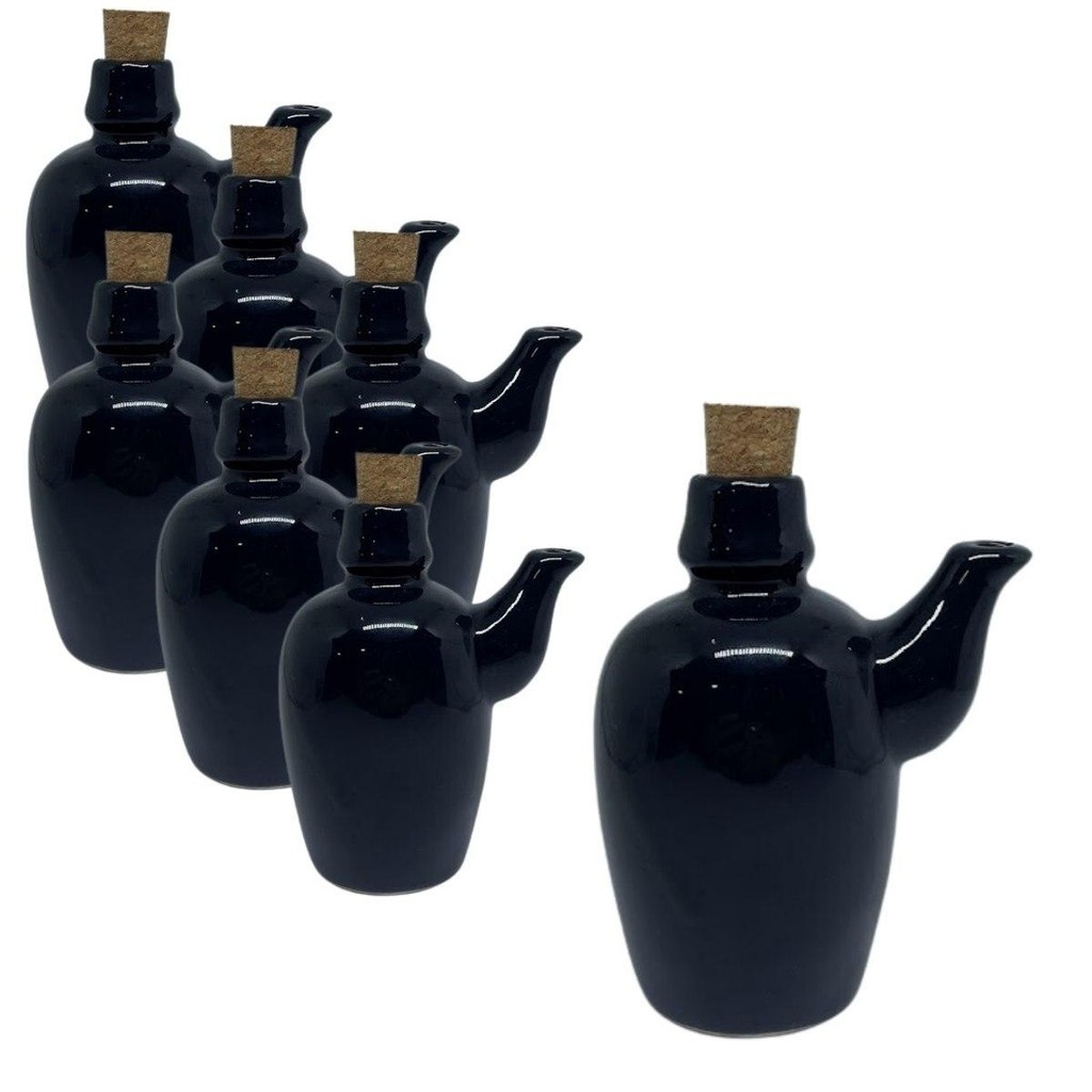 Jarra Porta Shoyu Sushi Preto com Rolha