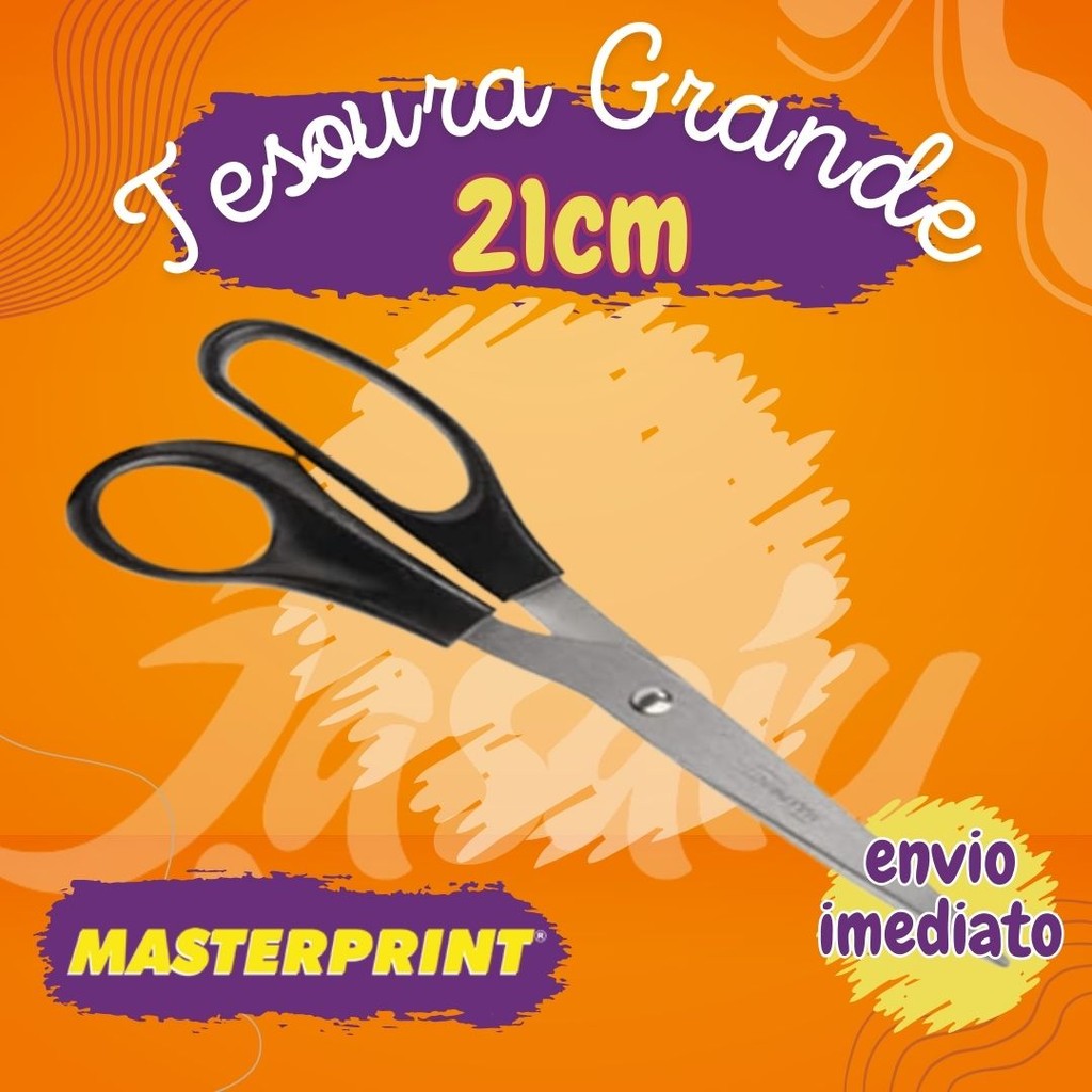 Tesoura Multiuso Grande Aço Inox 21cm Cabo Preto Masterprint