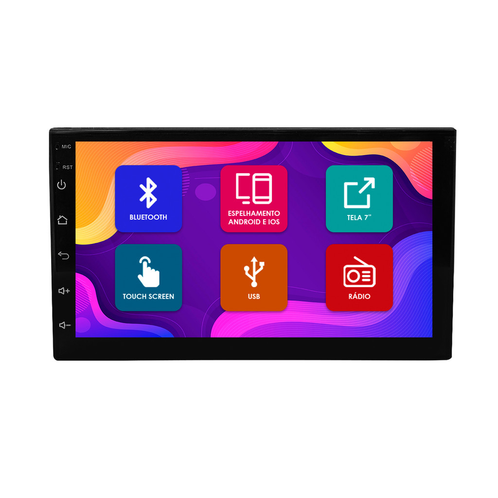 Central Multimidia 7 Pol Android Auto Carplay H-Tech HT-3125CA 2 Din Bluetooth Usb Fm Tela Full HD Espelhamento em Oferta na Shopee