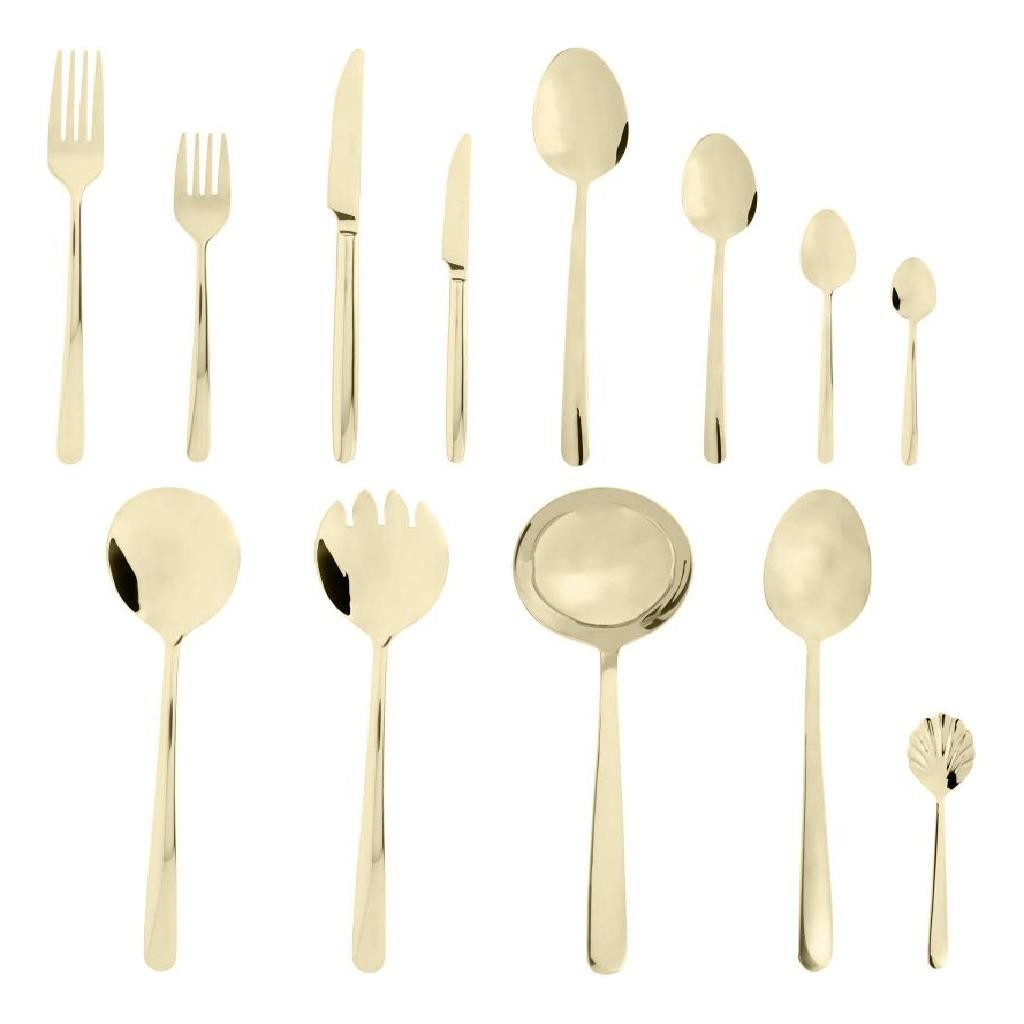 Faqueiro 101 Peças Aço Inox Viena Dourado Wolff