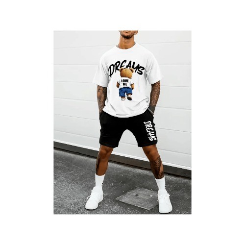 CONJUNTO CAMISETA + SHORT ACADEMIA E PASSEIO ESTAMPA URSO CONFORTAVEL E COSTURA REFORÇADA LANCAMENTO