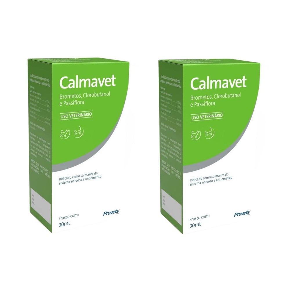 02 Calmavet 30ml Calmante Natural Para Cães E Gatos Provets em Oferta na Shopee