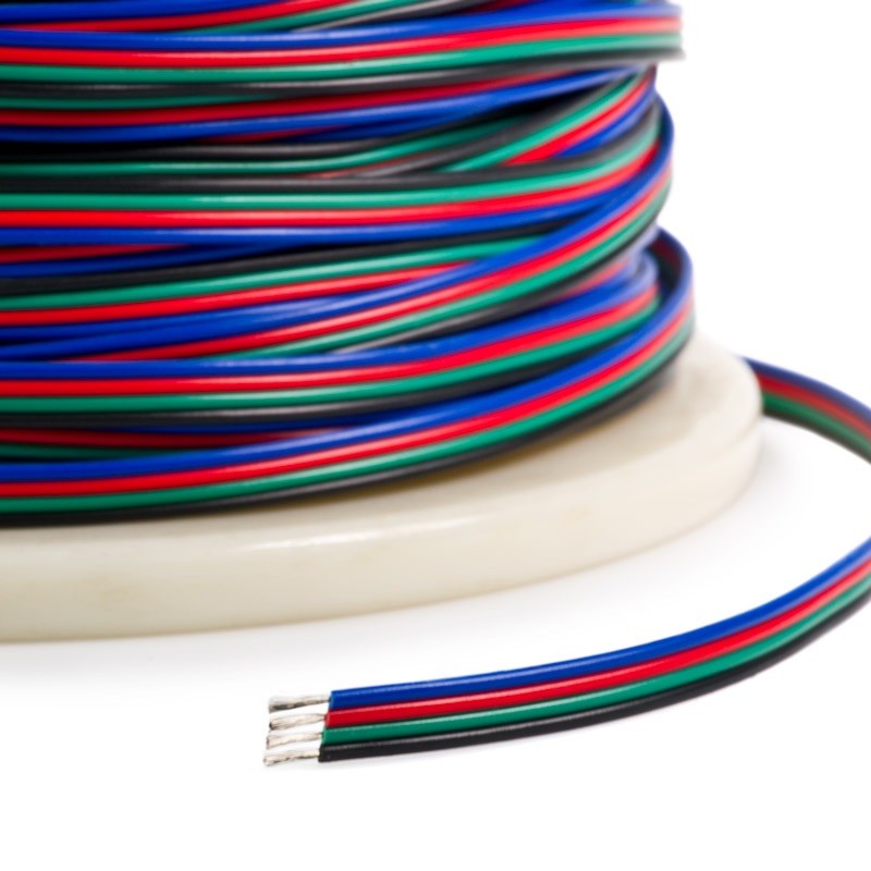 Fio Para Fita LED Cabo Flat Para Luz RGB 4 vias -  3 metros