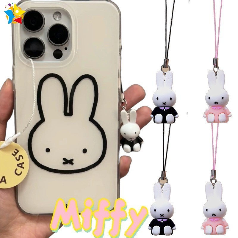 Kawaii Moda Miffy Chaveiro Dos Desenhos Animados Bonito Corrente Do Telefone Móvel Mochila Pingente Ornamentos Casal Ami