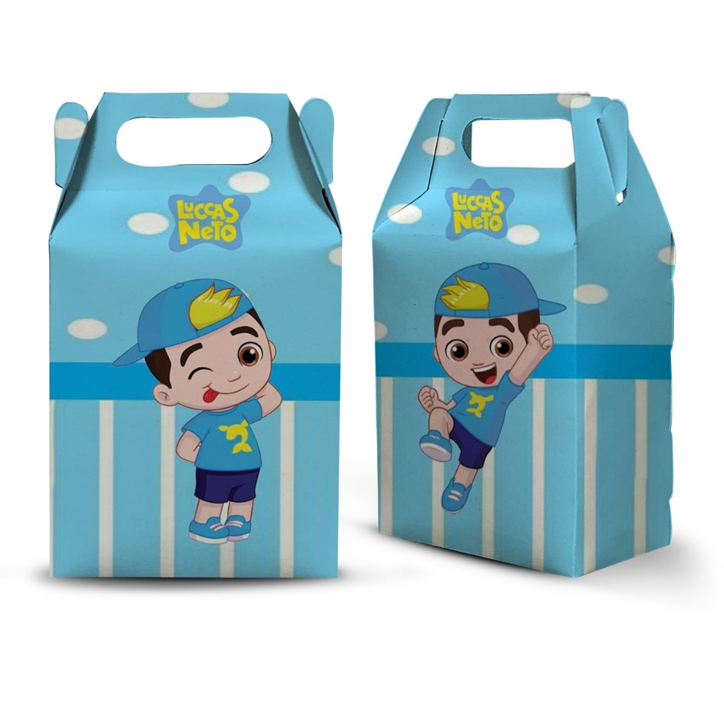 10 CAIXA MILK MALETINHA TEMA  LUCAS E GIGI  LEMBRANCINHA PARA FESTA