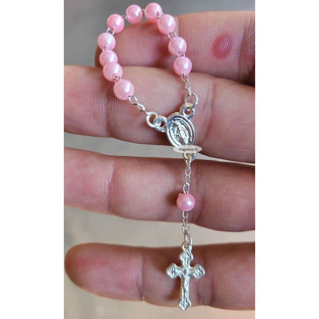 100 Mini Tercinho Pérola Dezena Rosa Terço Lembrancinha
