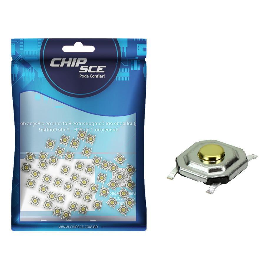50x Chave Táctil Smd 5 x 5 x 1 mm - 180ºGraus