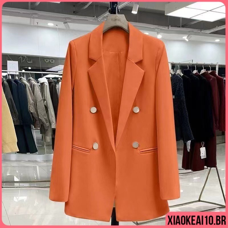 Para outono/inverno Plus Size Casual Forrado Slim Com Botão Alfaiataria Jacket Feminino Blazer Moda Novo Preto