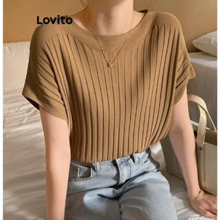 Lovito Top Casual De Malha Básica Lisa Para Mulheres LNE42053
