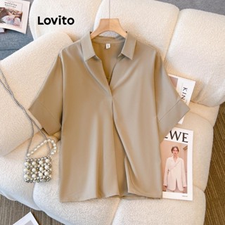 Lovito Blusa Básica Lisa Casual Para Mulheres LNE45068