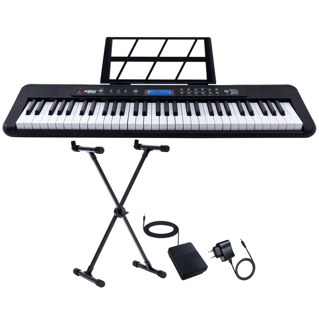 Kit Teclado Musical Estudante Kobe KB-300 5/8 Teclas Sensíveis incluso Pedal Sustain e Suporte