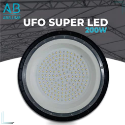 Luminária Super Led UFO 200W Highbay Ip65 Galpão Bivolt Frio 6500k Cor Preto 110v 220v (Bivolt)