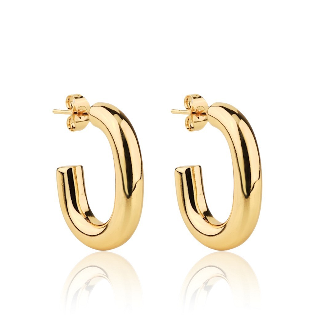 Par Brinco Argola Aço Inox 316 Feminino Dourada Hipoalérgico em Oferta na Shopee