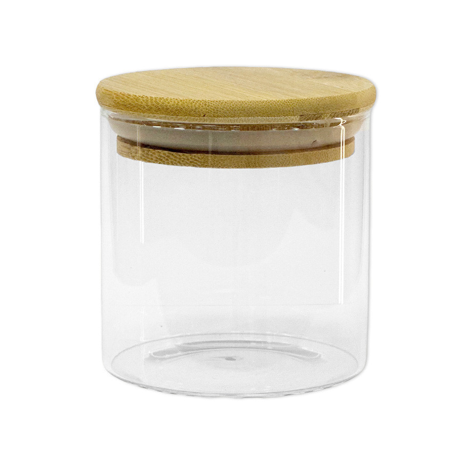 Pote de Vidro Hermético com Tampa de Bambu - 8x8cm - 290ml - 1 unidade - Rizzo em Oferta na Shopee