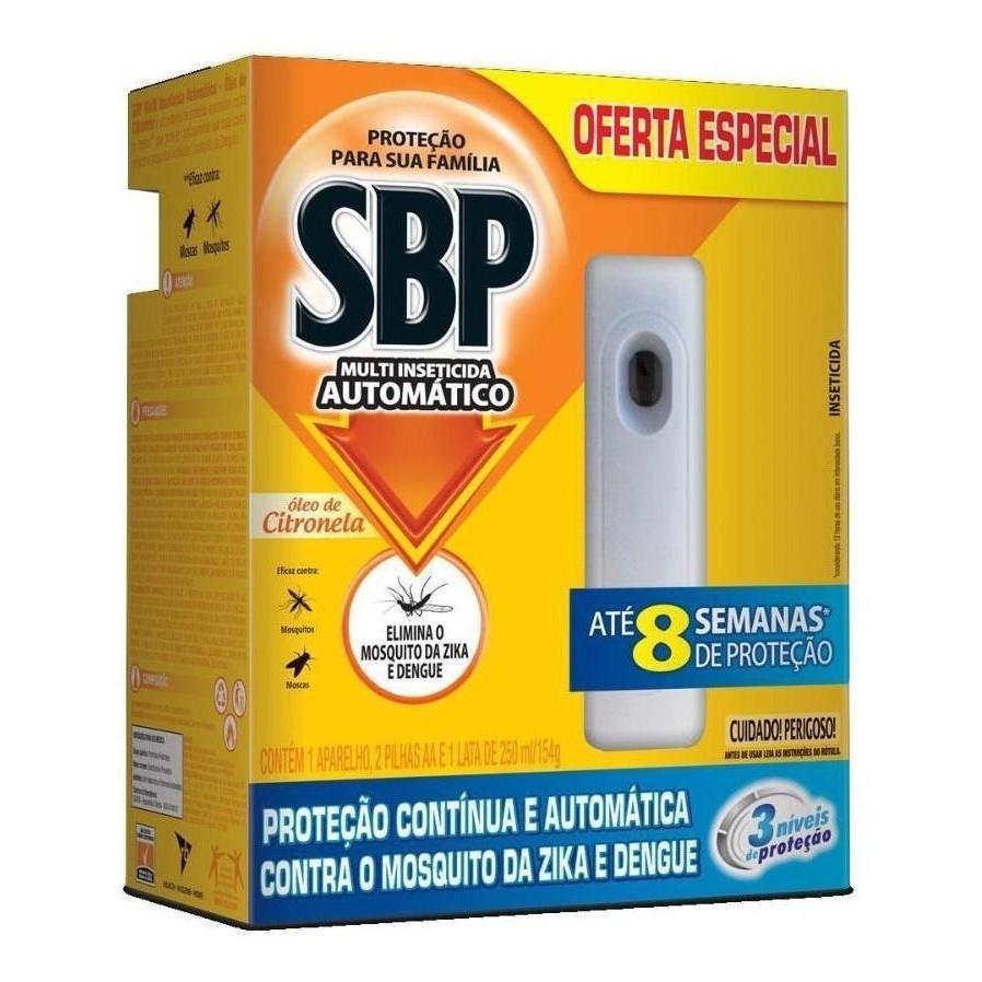 Multi Inseticida Aerossol Automático SBP Citronela 250ml em Oferta na Shopee