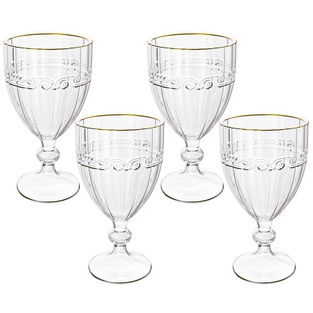 Jogo de Taças de Cristal Transparente Fio de Ouro Imperial 330mL 4 peças - Lyor em Oferta na Shopee