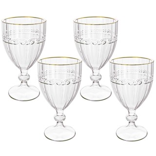 Jogo de Taças de Cristal Transparente Fio de Ouro Imperial 330mL 4 peças - Lyor em Oferta na Shopee
