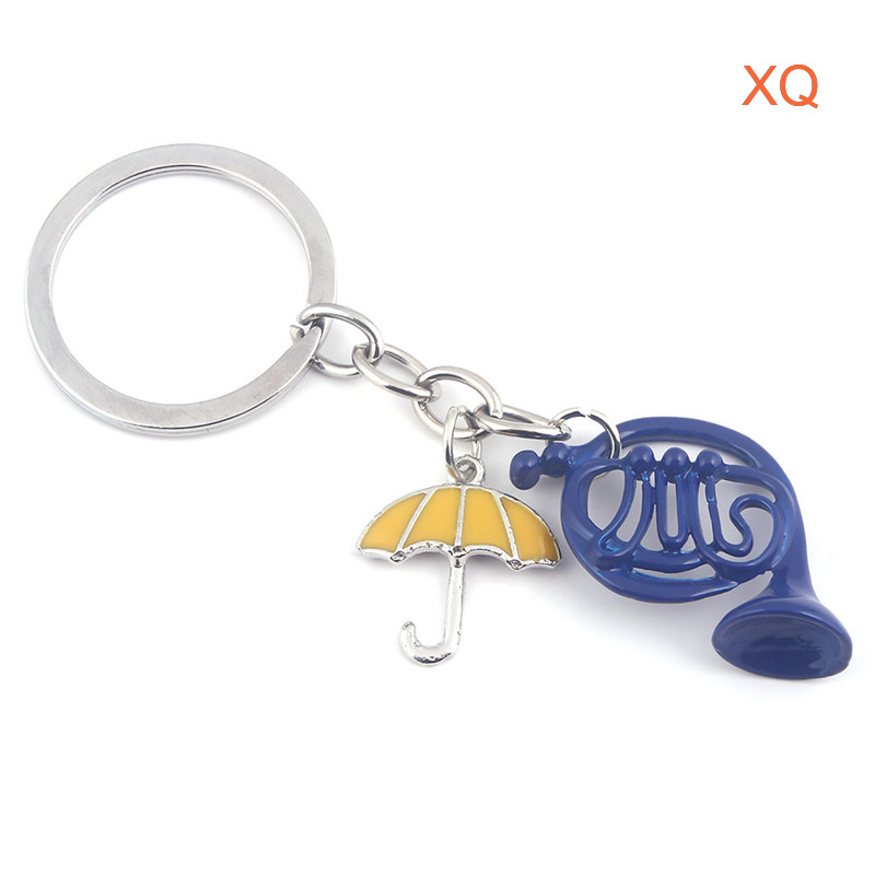 XQ Novo 1pcs Como Conheci Sua Mãe Trompa Azul Francesa Pequeno Guarda-Chuva Amarelo Chaveiro Para Amantes