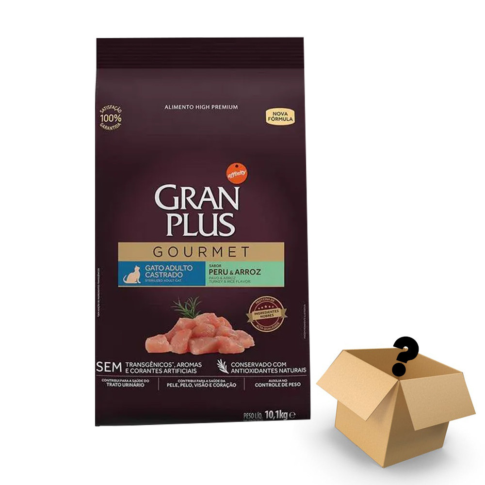 Ração Gran Plus Gourmet Gatos Adultos Castrados Peru e Arroz 10,1kg - Pets