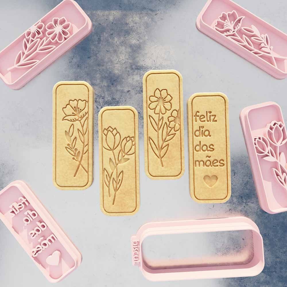 Carimbos + Cortador Flores Feliz dia das Mães