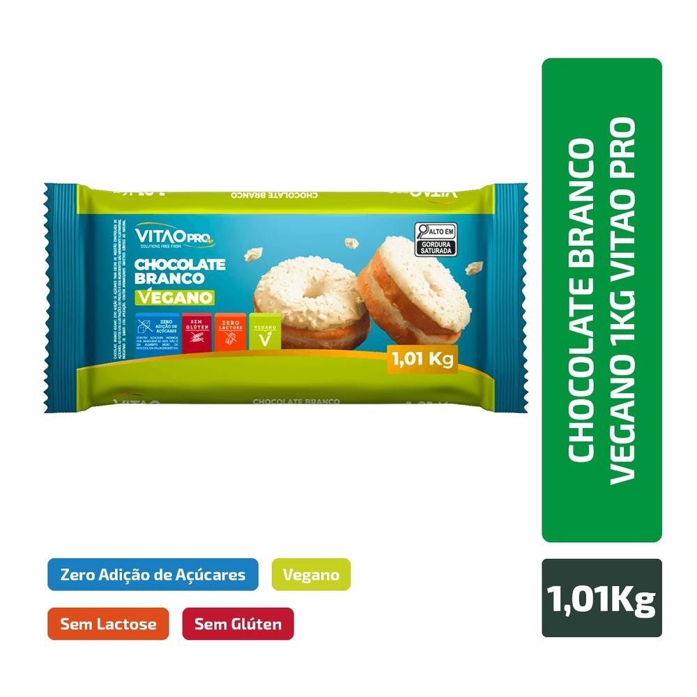 Chocolate Branco Vegano Zero Açúcar VitaoPRO 1,01Kg - Food & Beverages