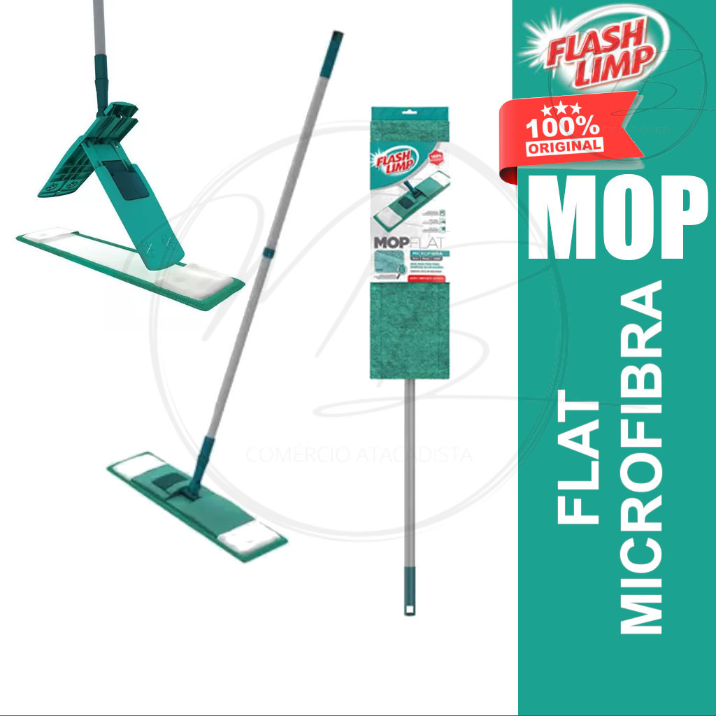 Mop Flat Microfibra Verde Mop7657 Flash Limp em Oferta na Shopee