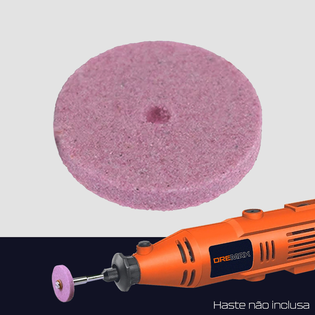 Rebolo Roda Abrasiva 20mm Rosa Grão 220 para Micro Retíficas Multimarcas Dremax