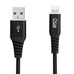 Cabo Carregador USB para Lightning iPhone i2GO Certificado MFi 2m 2,4A Reforçado iPhone 5 ao 14 Preto