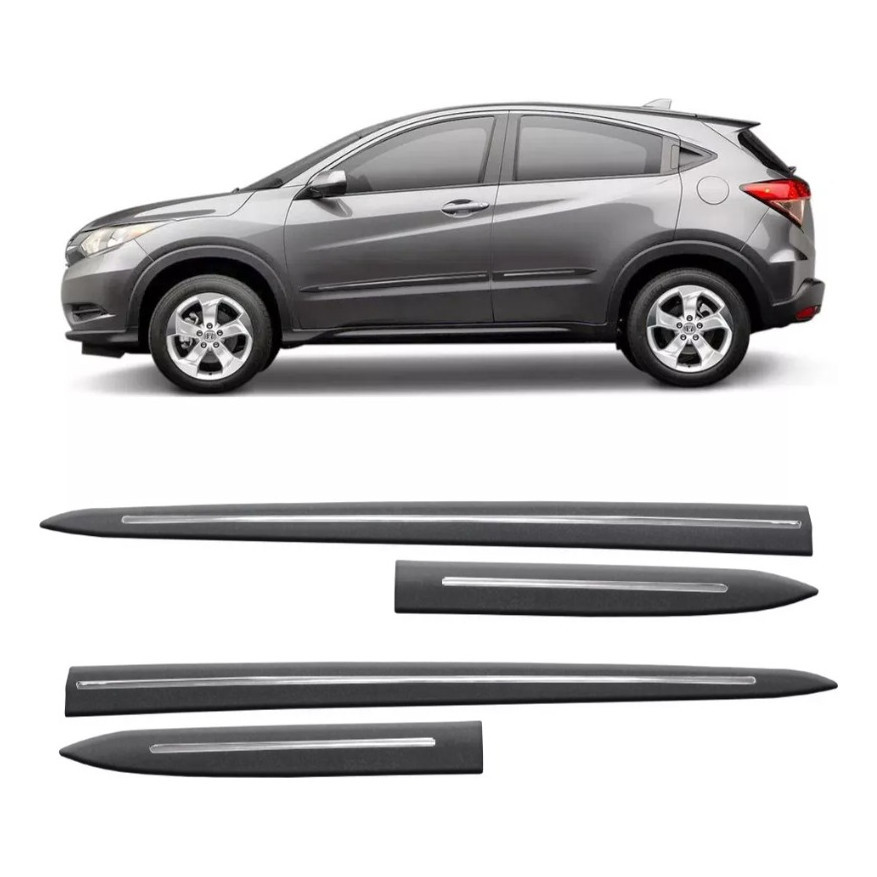 Jogo Friso Lateral Para Hr-v Hrv 2015 A 2022 Cinza Iridium
