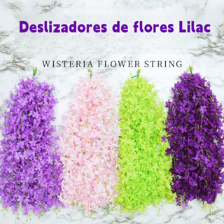 10 cachos de flores lilás simuladas cachos de flores de glicínias artificiais cachos de flores de hotel decoração decoração decoração de trepadeiras penduradas na parede do teto em Oferta na Shopee