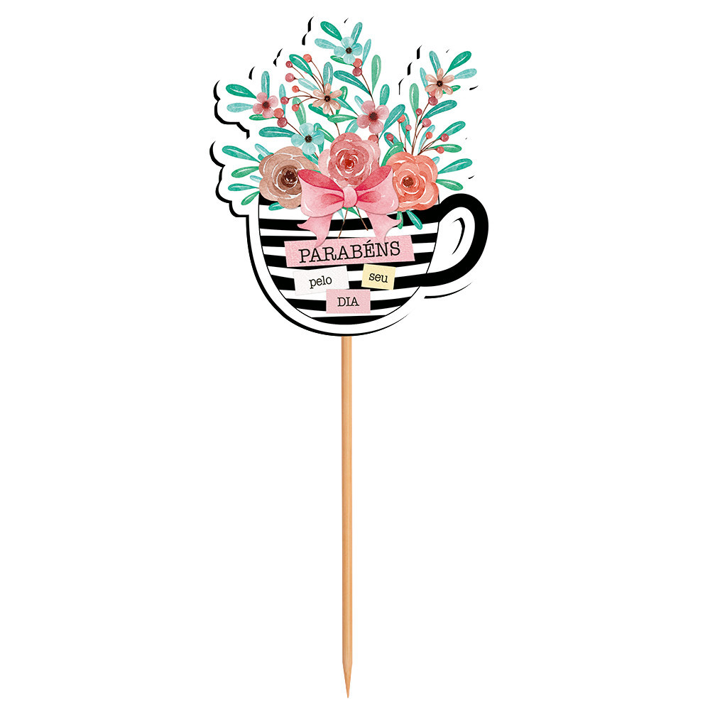 Decoração Para Cesta - Presente Mãe Mulher Aniversário - 10 x 20 Cm