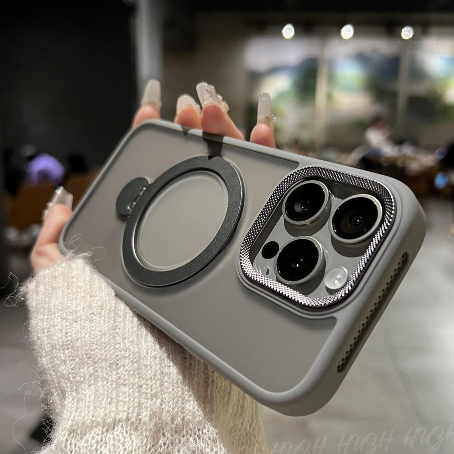 Novo Suporte Giratório anti-Queda Matte Magnético Para iPhone 15Promax 11 12 13 14 15 Pro max fulcrum Capa Protetora À Prova De Choque Com Tampa Metálica Câmera