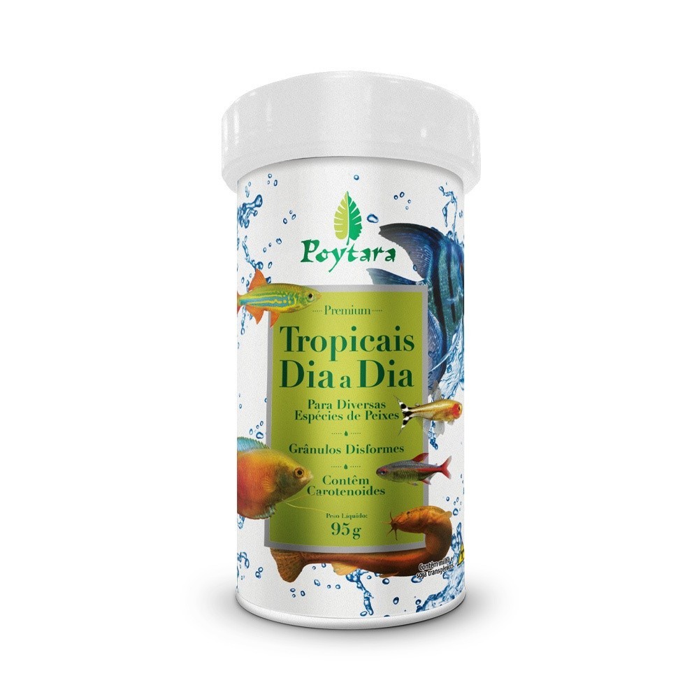 Ração Para Peixes Tropicais Dia a Dia 95g Poytara