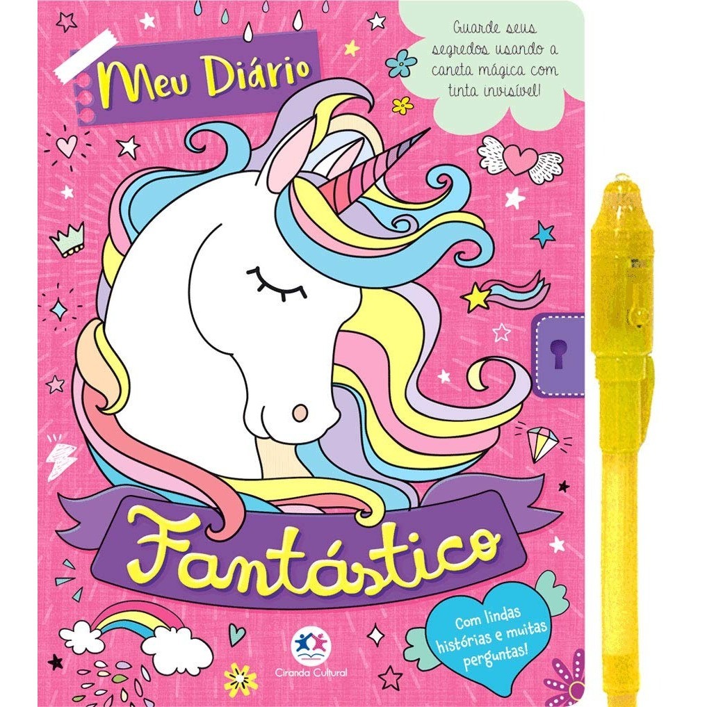 Meu diário fantástico - Com caneta especial: Com caneta especial em Oferta na Shopee