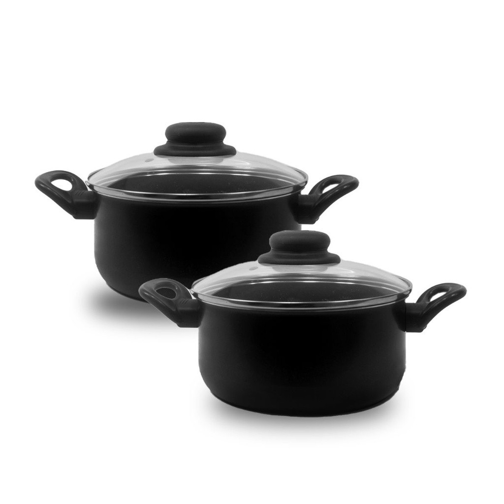 Conjunto 2 Panelas Caçarola Teflon Pequena Antiaderente 5 Camadas