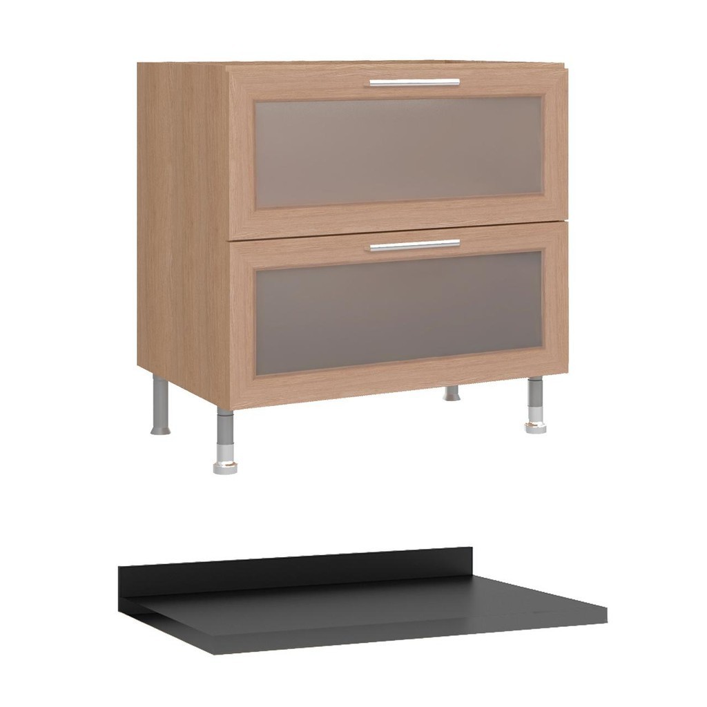 Balcão Cozinha Ditália Aspen 2 gv vid CV Tampo Preto CD-108 em Oferta na Shopee