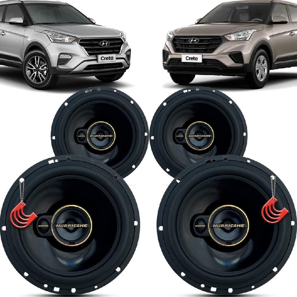 Kit Alto Falantes Dianteiros e Traseiros Hyundai Creta 2016 até 2021 - Hurricane Aurum 480w - Spare Parts and Accessories for Vehicles