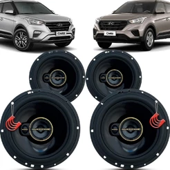 Kit Alto Falantes Dianteiros e Traseiros Hyundai Creta 2016 até 2021 - Hurricane Aurum 480w