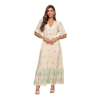 Vestido Longo Floral Tecido Viscolinho Com Caimento Perfeito